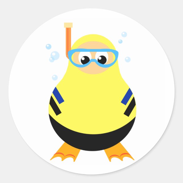 Funny Snorkel Diver Pegatina (Anverso)