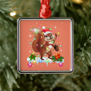 Funny Squirrel Decoraciones navideñas Santa Hat Xm