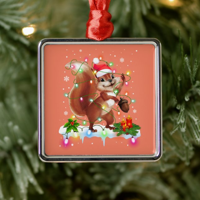 Funny Squirrel Decoraciones navideñas Santa Hat Xm (Árbol)