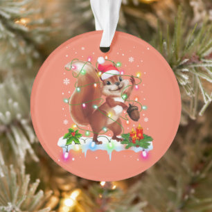 Funny Squirrel Decoraciones navideñas Santa Hat Xm