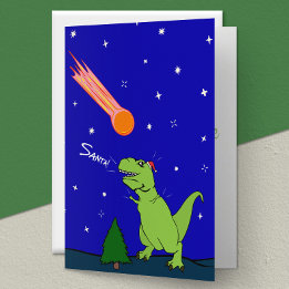 Funny T-Rex Dinosaurio Asteroide tarjeta de vacaci