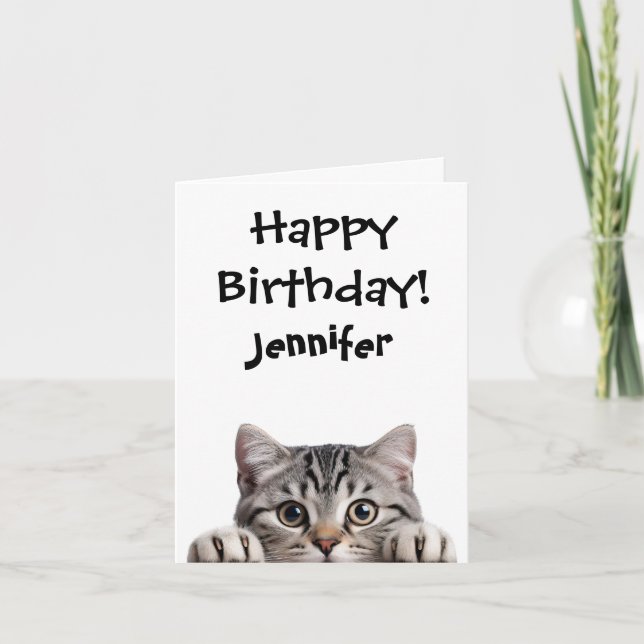 Funny Tabby Cat Birthday Tarjeta de felicitación p (Anverso)