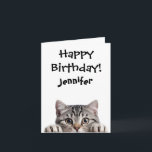 Funny Tabby Cat Birthday Tarjeta de felicitación p<br><div class="desc">Tarjeta de cumpleaños para los amantes del gato. Graciosa tarjeta de cumpleaños con tema animal con un gato adorable de Tabby. ¡Diviértete tanto como tu gato en tu cumpleaños! Personaliza esta tarjeta a tu contenido de corazón!</div>