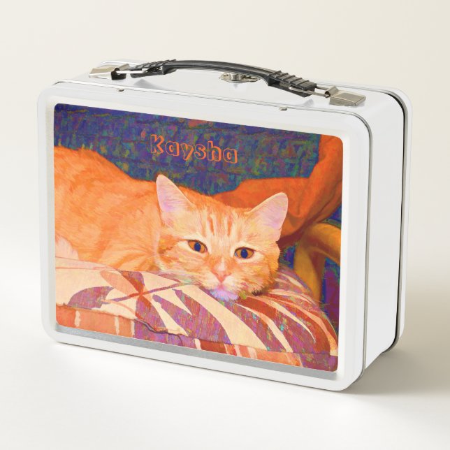 Funny Tabby Cat Bright Naranja Cute (Reverso)