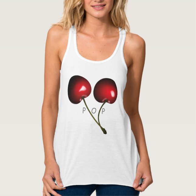 Funny Tank Top con cerezas dulces y texto (Anverso)