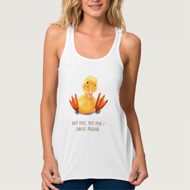 Funny Tank Top con Happy Duck - Texto Personalizad (Anverso)
