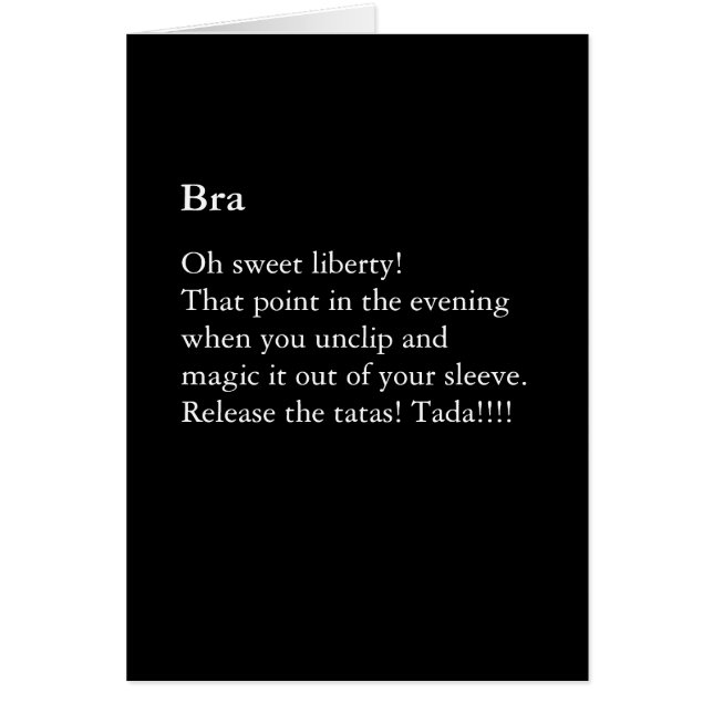 Funny tarjeta Bra Poem Blank (Frente)