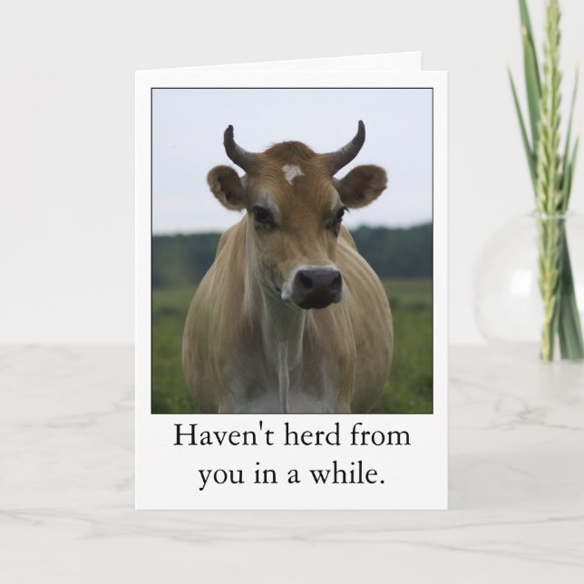 Funny tarjeta de bienvenida de Brown Cow (Anverso)