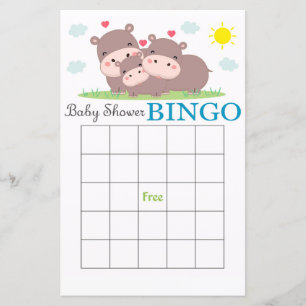 Funny tarjeta de bingo para bebé Hippo