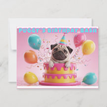Funny tarjeta de cumpleaños 3D Pug | Fiesta de per