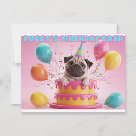 Funny tarjeta de cumpleaños 3D Pug | Fiesta de per