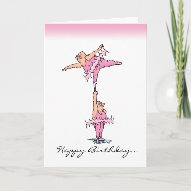 Funny tarjeta de cumpleaños de Tutu Rosado (Anverso)