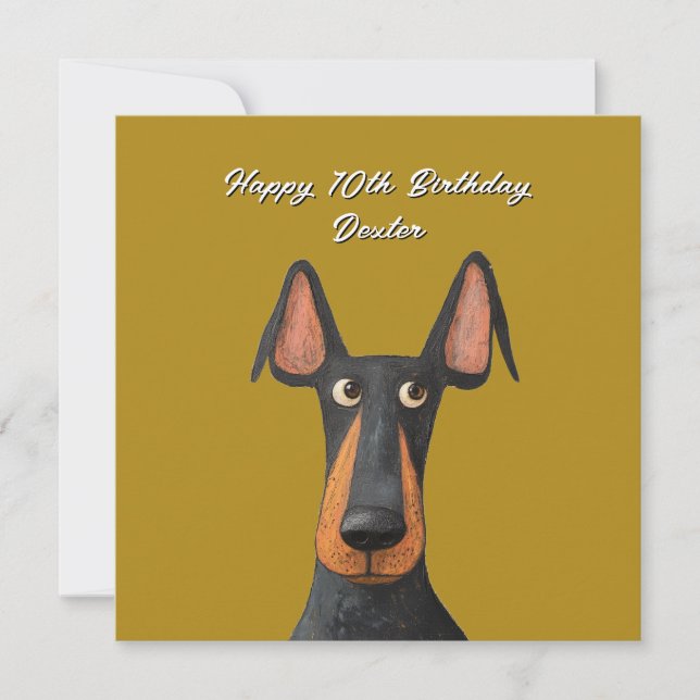 Funny tarjeta de cumpleaños Doberman Dog Black Tan (Anverso)