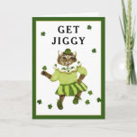 Funny tarjeta de cumpleaños irlandesa<br><div class="desc">Un poema divertido con tarjeta de cumpleaños y un lindo gato personalizado bailando la jig irlandesa. Editar texto para agregar nombre.</div>