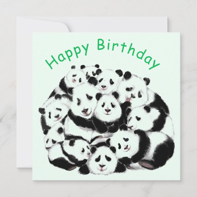 Funny tarjeta de cumpleaños Panda Happy Family Pan (Anverso)