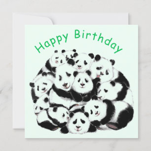 Funny tarjeta de cumpleaños Panda Happy Family Pan