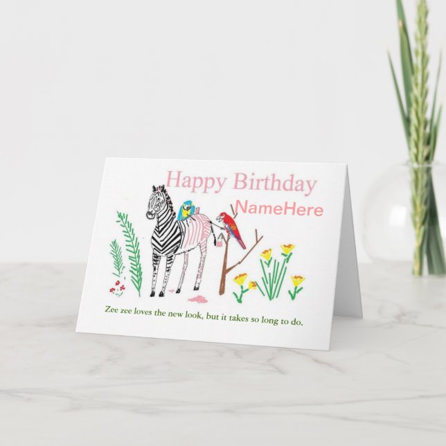 Funny tarjeta de cumpleaños Zebra (Anverso)