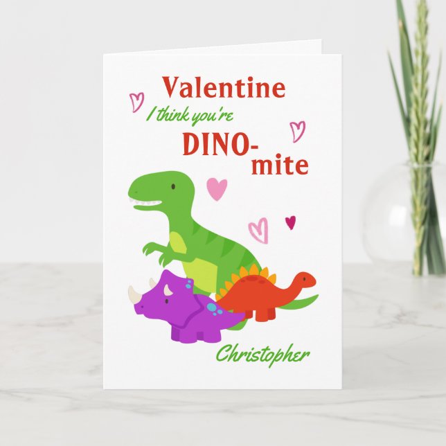 Funny tarjeta de dinosaurios El día de San Valentí (Anverso)