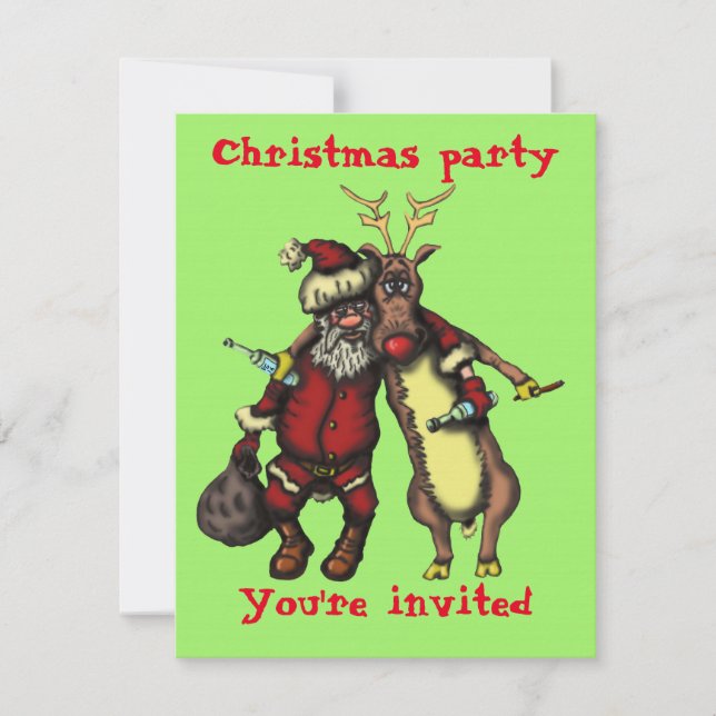 Funny tarjeta de Navidades borrachos de Santa y Ru (Anverso)