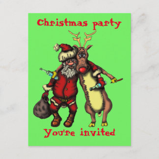 Funny tarjeta de Navidades borrachos de Santa y Ru