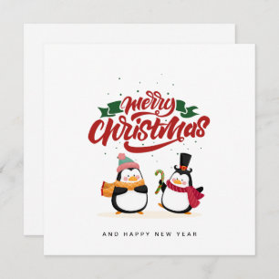 Funny tarjeta de Navidades pingüinos, Feliz Navida