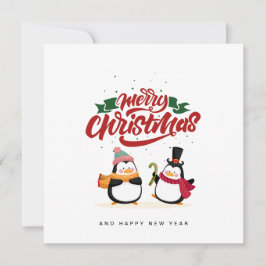 Funny tarjeta de Navidades pingüinos, Feliz Navida