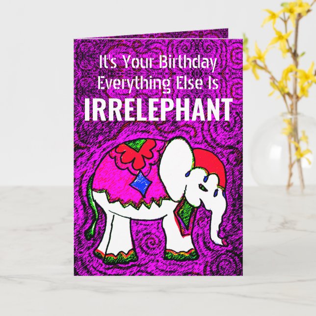 Funny Tarjeta de Nota de Cumpleaños para Elefantes (flor amarilla)