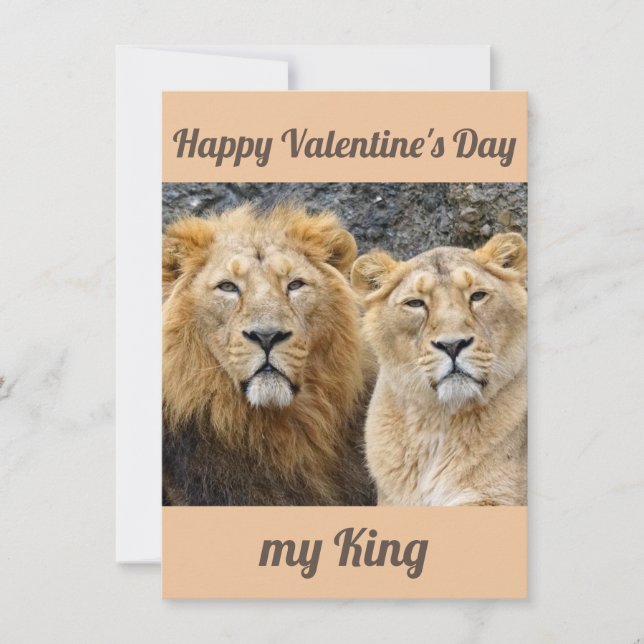 Funny tarjeta de San Valentín de pareja de leones (Anverso)