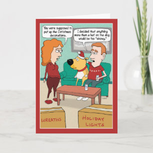 Funny tarjeta de Santa Hat en Navidades de perro