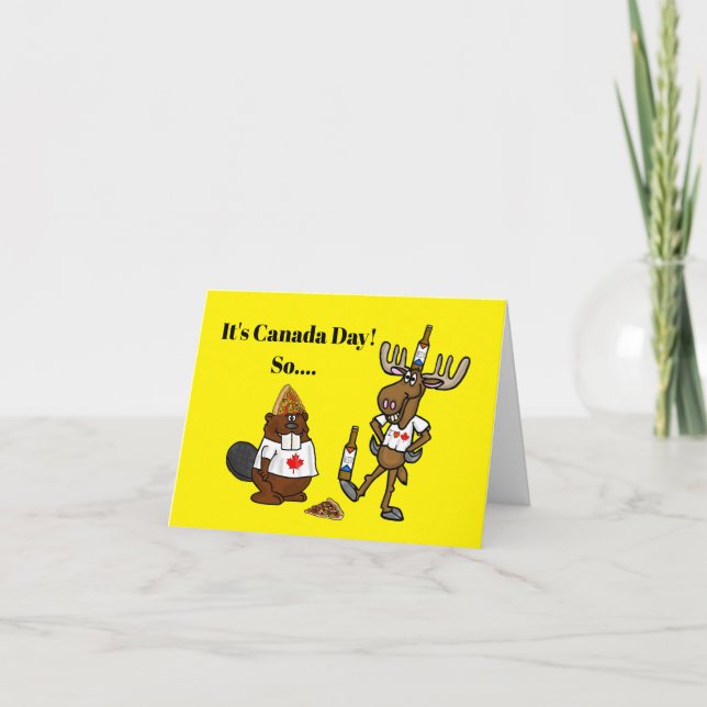 Funny tarjeta de tiempo de Fiesta del Día de Canad (Anverso)