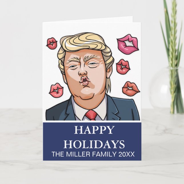 Funny tarjeta de vacaciones de Trump Happy Holiday (Anverso)