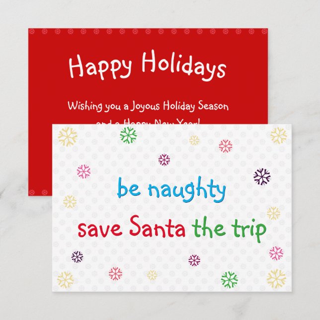 Funny tarjeta de vacaciones para Navidades sé mal  (Anverso / Reverso)