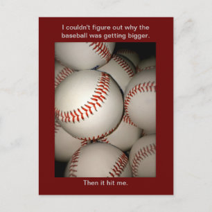 Funny tarjeta postal de béisbol, puns, deportes de
