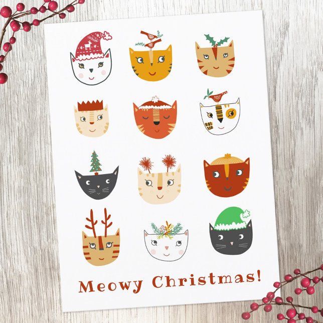Funny tarjeta postal de festividad para Navidades  (Funny cat Christmas holiday card)