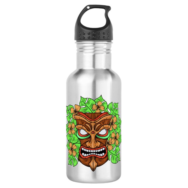 Funny Tiki Mask nombre personalizado botellas de a (Anverso)