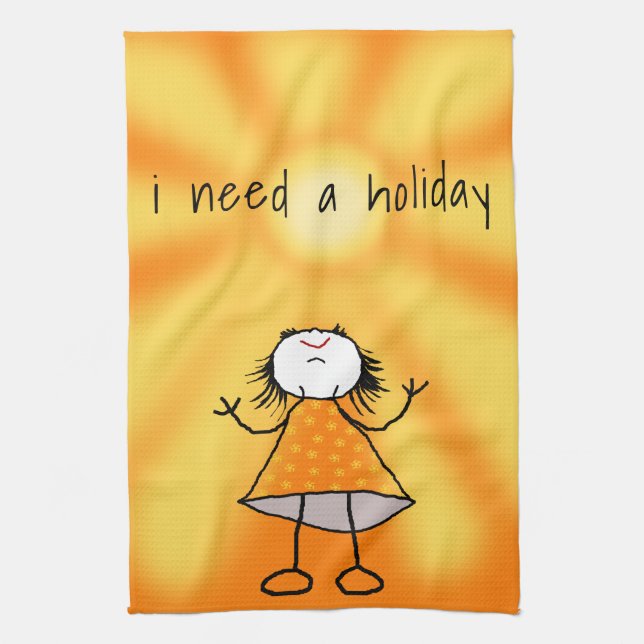 Funny toalla de cocina con Chica Sunshine - Tu tex (Vertical)