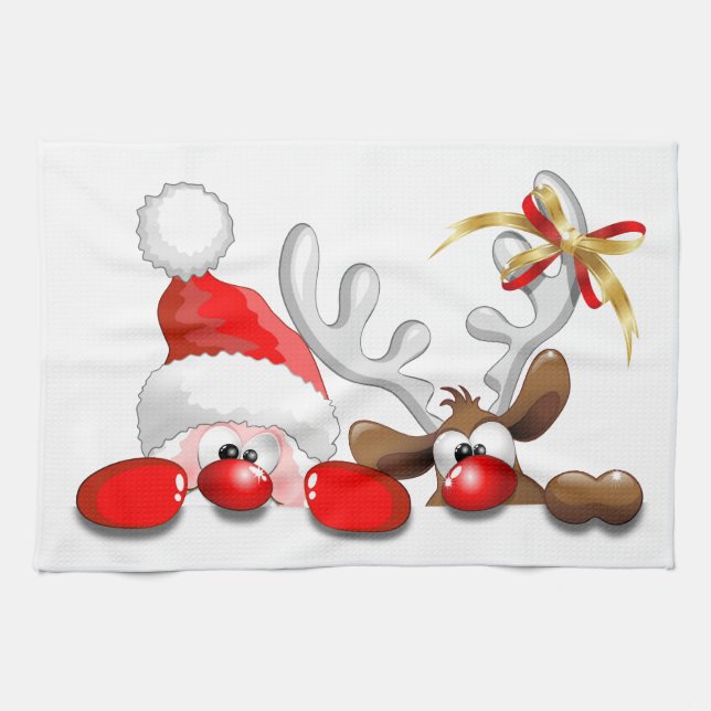 Funny toalla de cocina de Santa y Personalizado de (Horizontal)