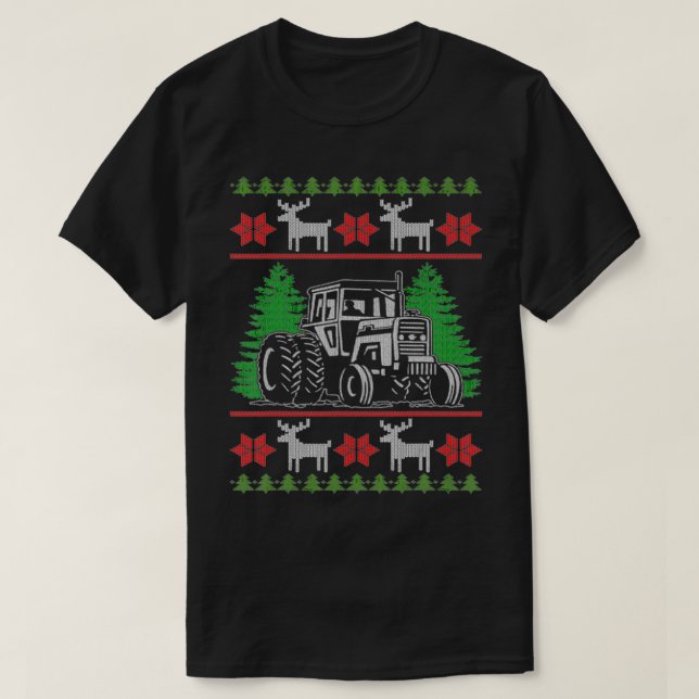 Funny Tractor Farmer Ugly Christmas Sweaters  (Diseño del anverso)