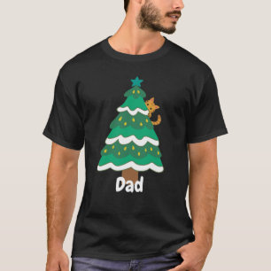 Funny Tree Cat Navidades navidad camiseta familiar