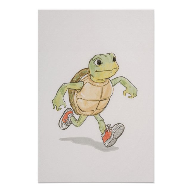 Funny Turtle Poster | Cartoon Wall Art (Anverso)