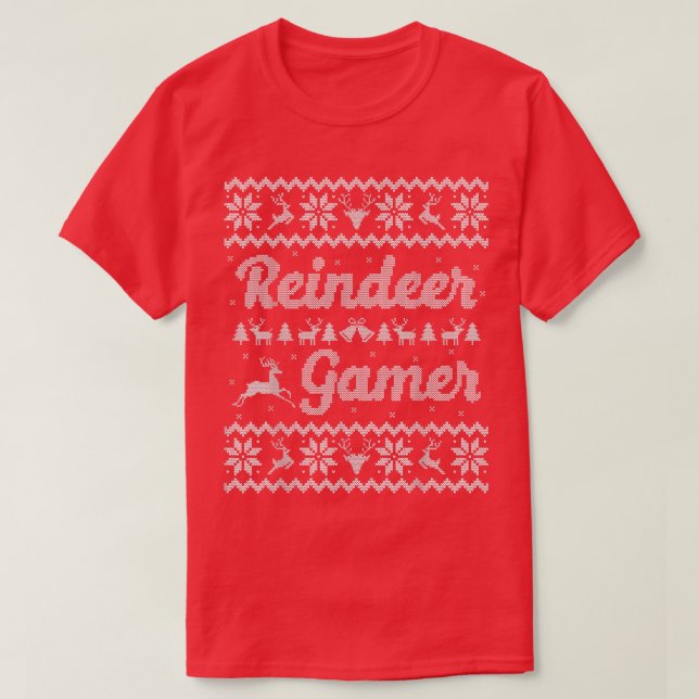Funny Ugly Christmas Sweater Reindeer Gamer in Whi (Diseño del anverso)