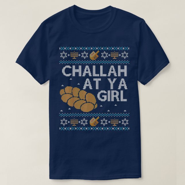 Funny Ugly Hanukkah Sweater Shirt Challah At Ya Gi (Diseño del anverso)