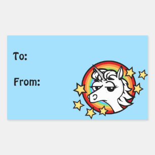 FUNNY UNICORN MATTE RECTANGLE GIFT PEGATINAS
