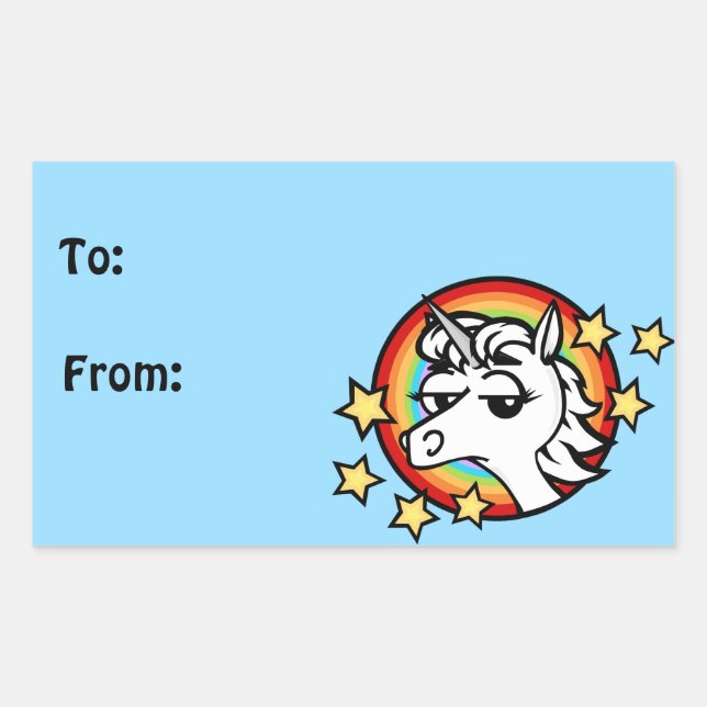 FUNNY UNICORN MATTE RECTANGLE GIFT PEGATINAS (Anverso)