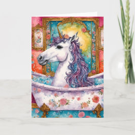Funny Unicornio en una tarjeta de Baño para todas 