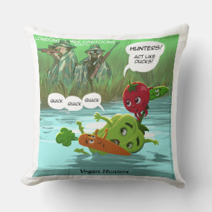 Funny Vegan Hunter Cotton Cojín decorativo