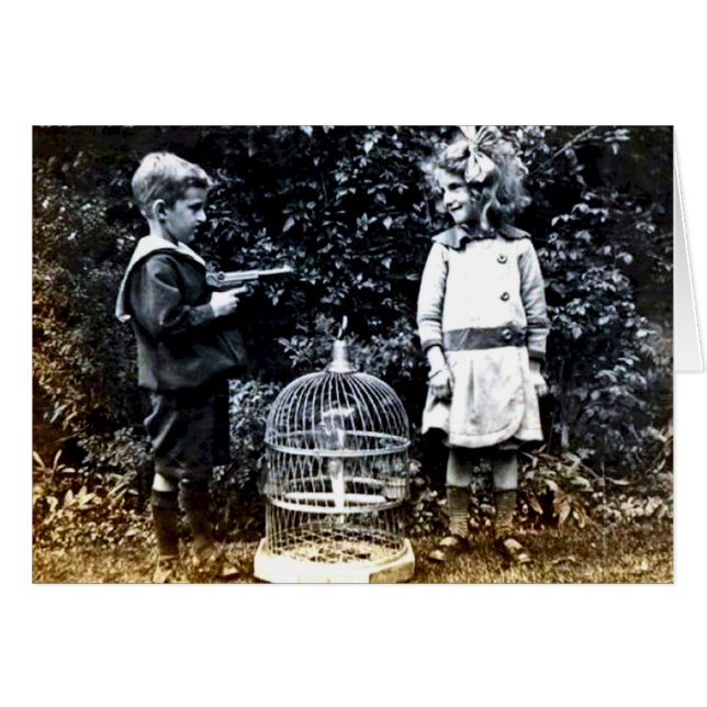 Funny Vintage Love Picture Card (Anverso (Horizontal))