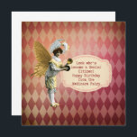 Funny Vintage Medicare Cumpleaños Senior<br><div class="desc">Graciosa tarjeta de cumpleaños para los que se han convertido en "de cierta edad... ". El diseño presenta un fondo de harlequín vintage con un hada disfrazada surrealista y un texto estilo máquina de escribir que dice "¡mira quién se ha convertido en un ciudadano mayor! Cumpleaños feliz de Medicare Fairy...</div>