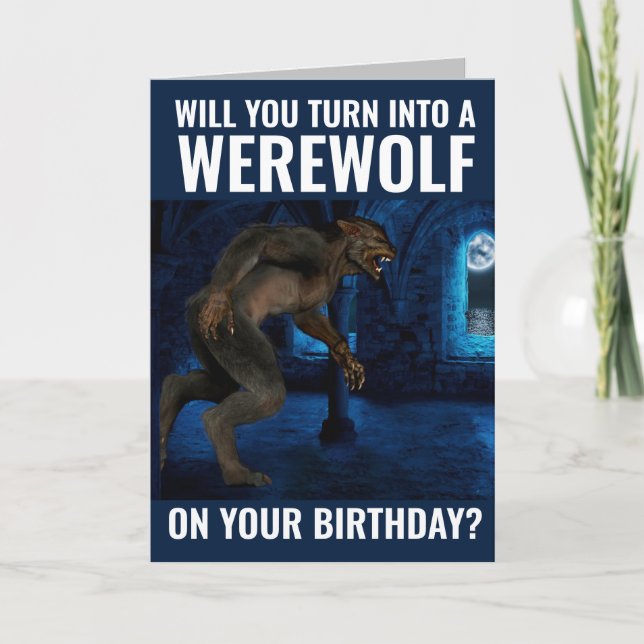 FUNNY WEREWOLF TARJETA DE CUMPLEAÑOS PARA SU HERMA (Anverso)