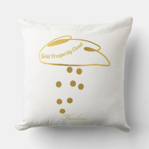 Funny White Gold Prosperity Cloud Cojín decorativo